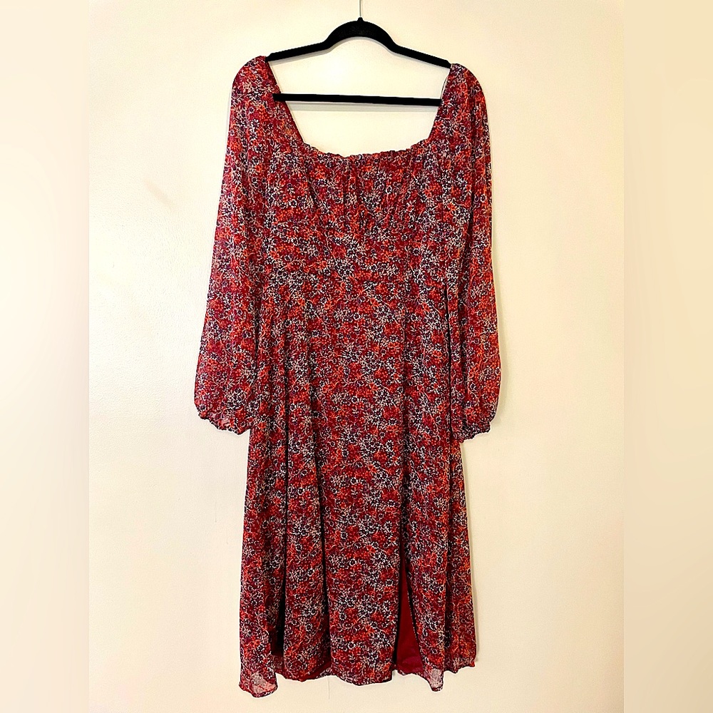 Blue Rain Floral Midi Dress